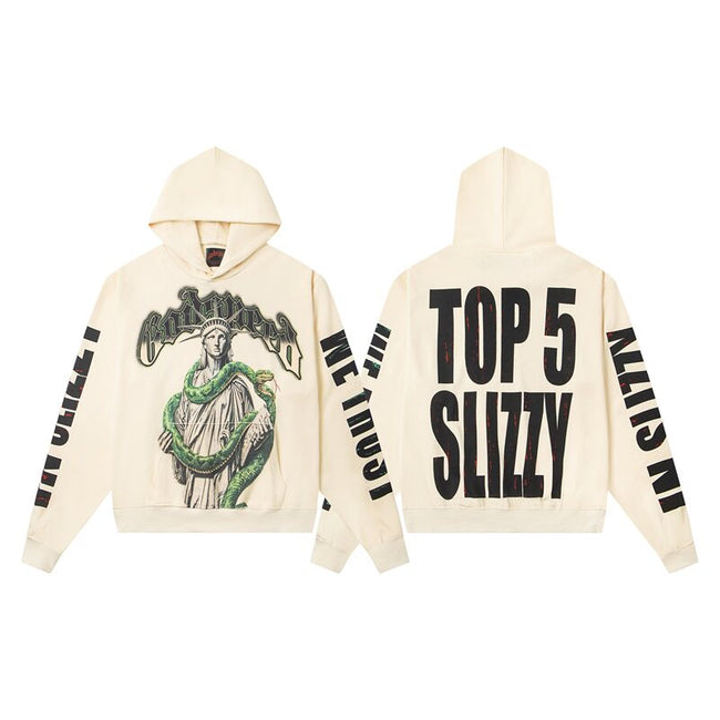 Vintage "Godspeed" Top 5 Slizzy Oversized Beige Hoodie Hover Image