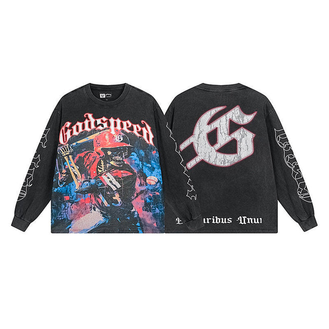 Godspeed "E Pluribus Unum" Baseball Batter Black Long Sleeve Tee Hover Image
