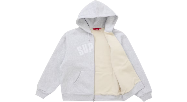 Supreme Arc Thermal Lined Zip Up Hoodie Ash Grey Main Image