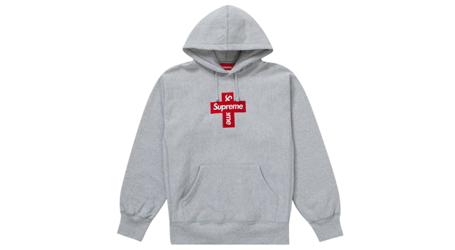 Supreme Cross Box Logo Hoodie Heather Grey (FW20) Hover Image