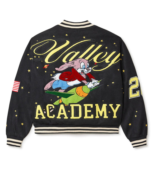 Vale Forever Moon Varsity Jacket Black Hover Image