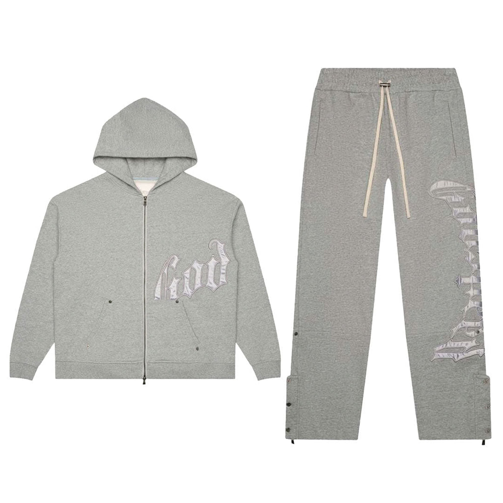 Godspeed Grey Silver Satin Sweatsuit Hoodie & Sweatpants Set