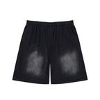 Hellstar Records Flame Print Acid Wash Loose Sweat Shorts
