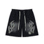 Hellstar Records Flame Print Acid Wash Loose Sweat Shorts