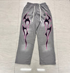 HELLSTAR Pink Flame Graphic Vintage Wash Sweatpants