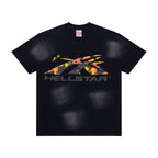 Hellstar Vintage Wash Camo Arrow Graphic Oversized T-Shirt - Black