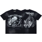 Hellstar Vintage Wash Skull Graphic Oversized T-Shirt - Dark Acid Black