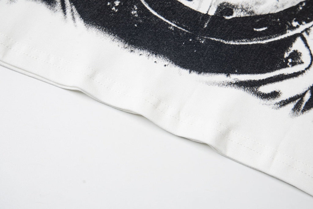 Hellstar High-Definition Graphic Spliced Short Sleeve T-Shirt – White