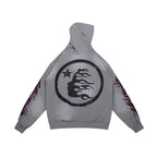 HELLSTAR Flame Paint Splatter Gradient Vintage Wash Hoodie