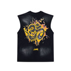 Hellstar Vintage Washed Flames & Meditating Skull Tank Top