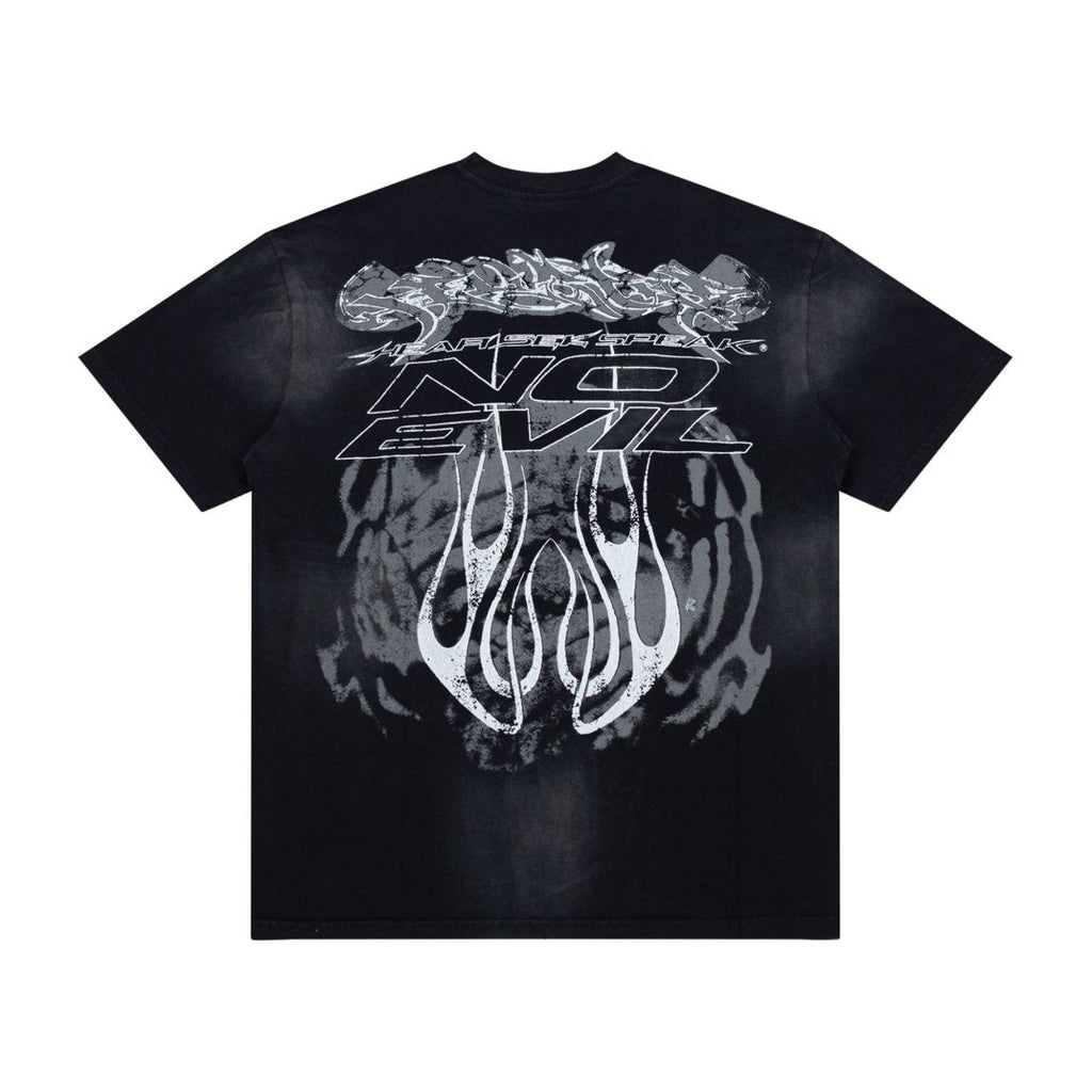 Hellstar Vintage Wash Skull Graphic Oversized T-Shirt - Dark Acid Black