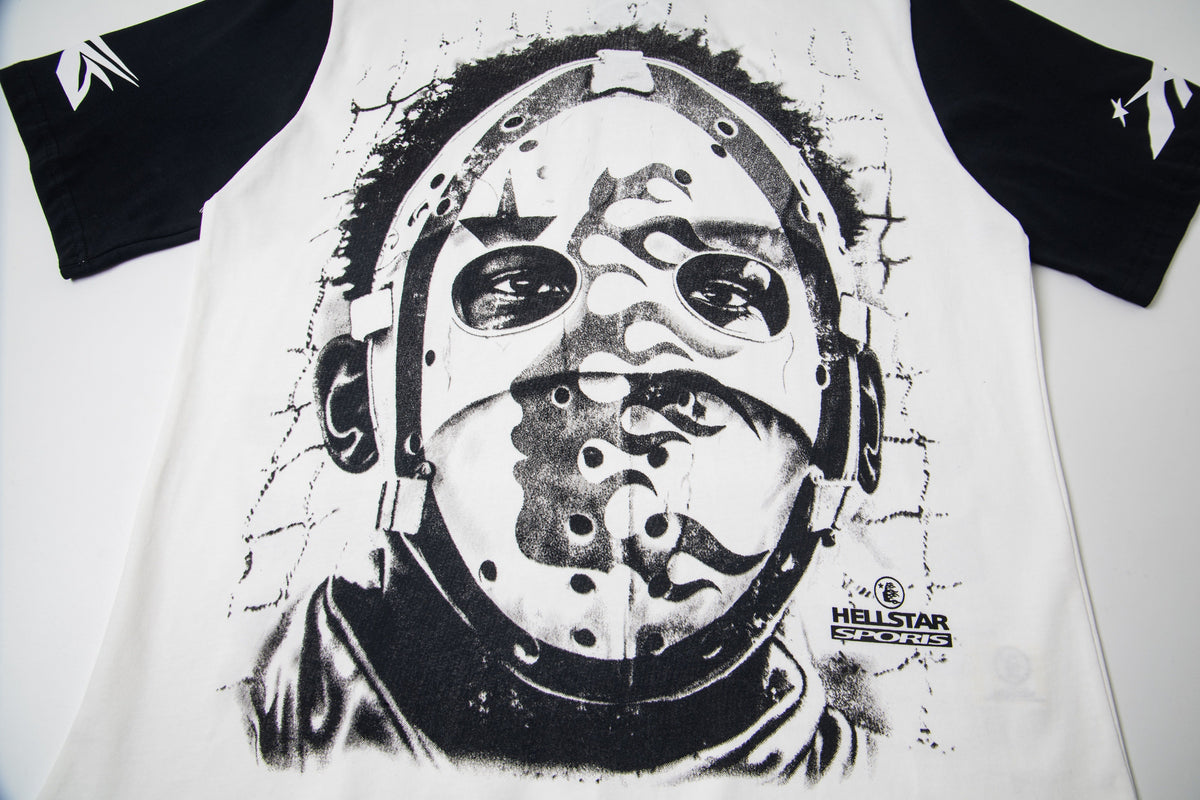 Hellstar High-Definition Graphic Spliced Short Sleeve T-Shirt – White