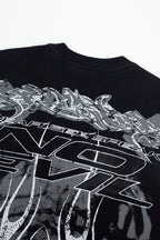 Hellstar Vintage Wash Skull Graphic Oversized T-Shirt - Dark Acid Black