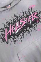 HELLSTAR Flame Paint Splatter Gradient Vintage Wash Hoodie