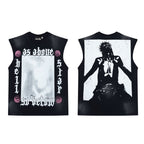 Hellstar High-Street Distressed Yin Yang Taichi Print Cotton Tank Top