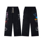 Hellstar Rhinestone & Washed Graphic Sweatpants (Black)