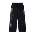 Hellstar Rhinestone & Washed Graphic Sweatpants (Black)