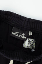 Hellstar Records Flame Print Acid Wash Loose Sweat Shorts