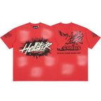 Hellstar Records Flame Graphic Acid Wash Oversized T-Shirt